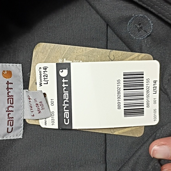 NWT Carhartt Black 103105 Women Rugged Pro Relaxed Canvas Short Sleeve Size Lg - Picture 5 of 11